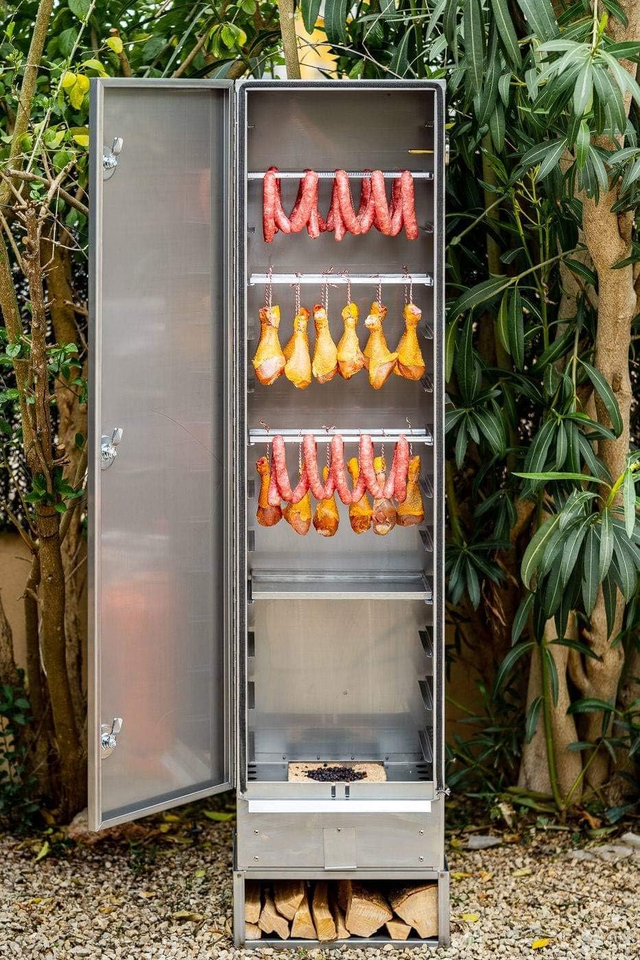 SMOKI Räuchertechnik Outdoor-Grill, 150x39x33 cm, Silber, Räucherofen aus 1.4301 V2A-Edelstahl