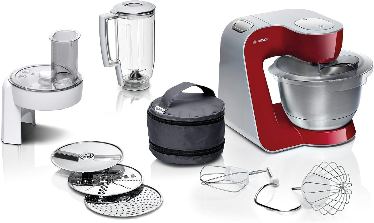 Bosch Heißluftfritteuse, 1,25 L, 1000 W, 3,9 L, Silber, Küchenmaschine Serie 4, Edelstahl-Schüssel spülmaschinenfest
