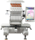 Einzelkopf Einfache Nähmaschinen, Schwarz, Stickmaschine mit 12 Nadeln, 10-Zoll-Touchscreen, USB-Import, für Hüte und Kleidung