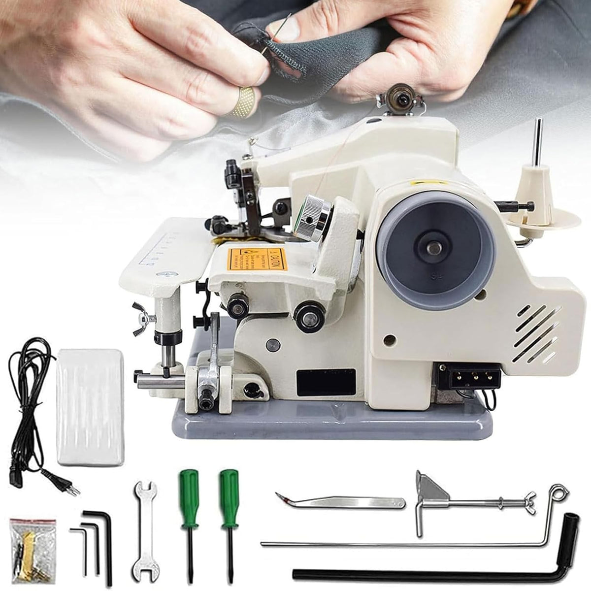 WTLONBF Blindstichmaschine, Schwarz, Blindstich-Saummaschine mit 10 Nadeln für professionelle, maximale Drehzahl 1200 U/m