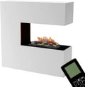 GLOW FIRE Elektrokamin, 120x120x37 cm, Weiß, Wasserdampf Kamin Schiller (Standkamin) - mit realistischen, Knistereffekt & Fernbedienung